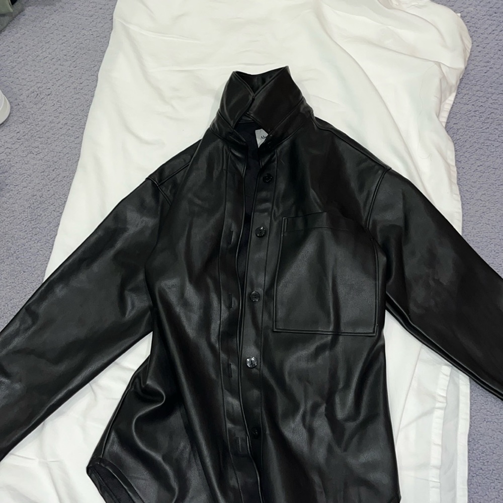 Black leather shirt jacket from Abercrombie